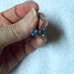 Silver and aquamarine Look dangly earrings